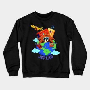 Funny sloth lying Jet lagged on the globe Crewneck Sweatshirt